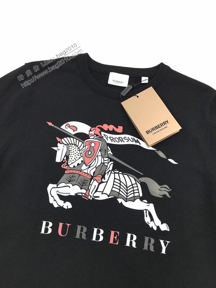 Burberry男裝 巴寶莉秋冬新款戰馬騎士印花黑色毛衣 男女同款  ydi3136